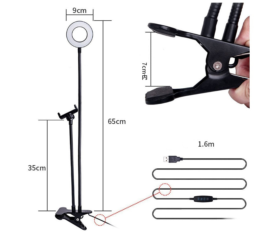 ED Selfie Ring Light with Adjustable 8cm Stand for Makeup & Live Streaming
