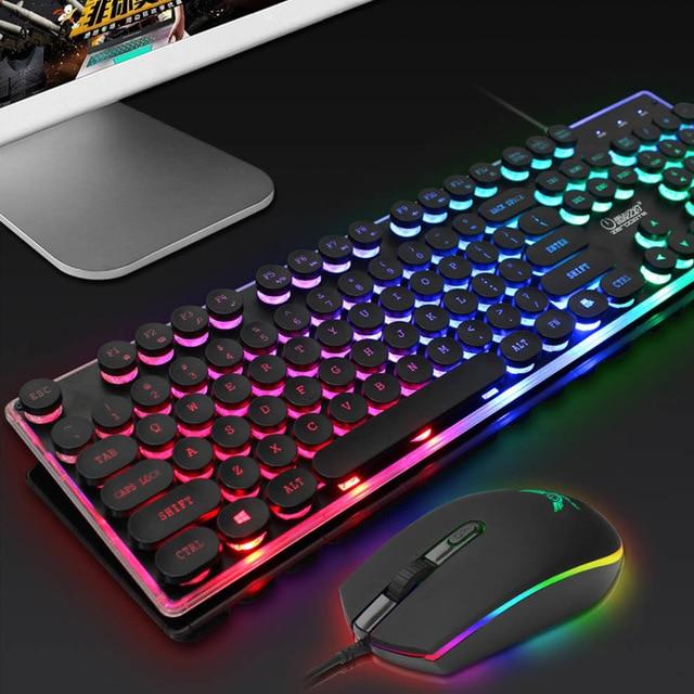 Dragon LED Gaming Keyboard & Mouse Set USB Wired with Rainbow Backlight