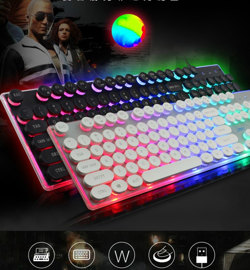 Dragon LED Gaming Keyboard & Mouse Set USB Wired with Rainbow Backlight