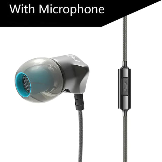 Heavy Bass Wired Earbuds with Built-In Microphone – Durable Metal Design